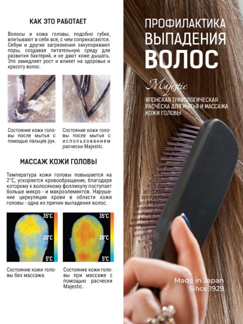 Расческа Majestic Graphite универсальная для всех типов волос + Кондиционер Majestic в подарок